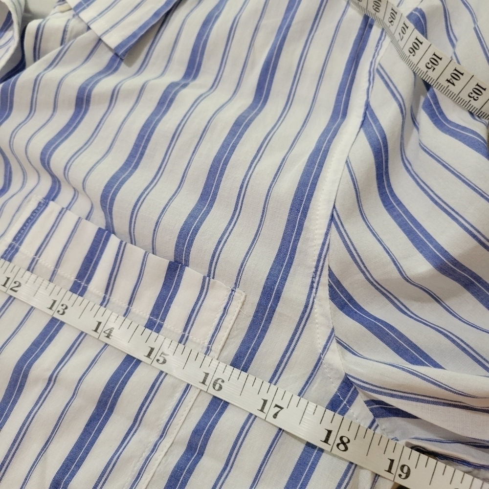 UNTUCKit Pinot Perse Shirt, Striped Blue White Long Sleeve Button Up NWT SZ 10 - Picture 8 of 9